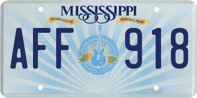 MS license plate AFF918