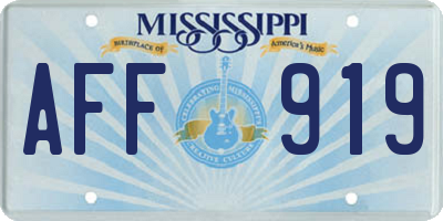 MS license plate AFF919