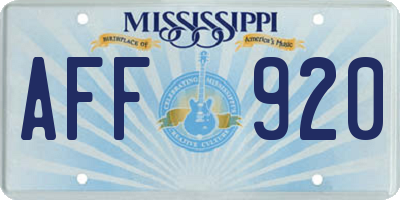 MS license plate AFF920