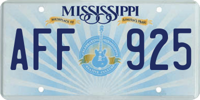MS license plate AFF925