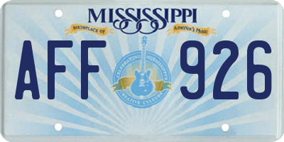 MS license plate AFF926