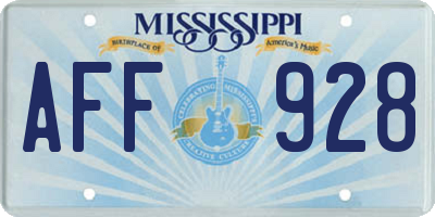 MS license plate AFF928