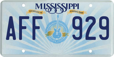 MS license plate AFF929