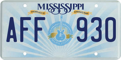 MS license plate AFF930