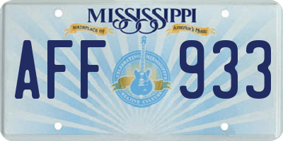 MS license plate AFF933