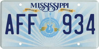 MS license plate AFF934