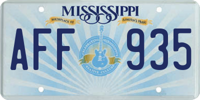 MS license plate AFF935