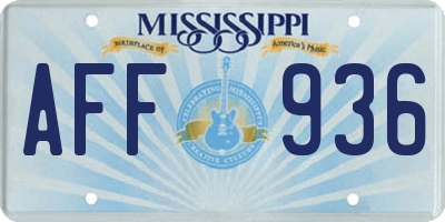MS license plate AFF936