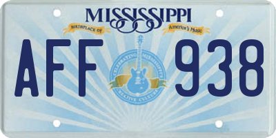 MS license plate AFF938