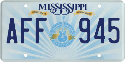 MS license plate AFF945