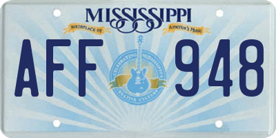 MS license plate AFF948