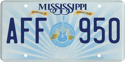 MS license plate AFF950
