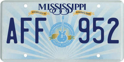 MS license plate AFF952