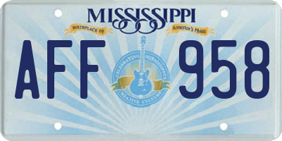 MS license plate AFF958