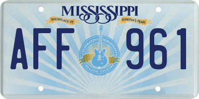 MS license plate AFF961