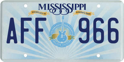 MS license plate AFF966