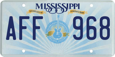 MS license plate AFF968