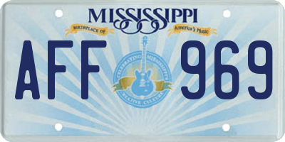 MS license plate AFF969