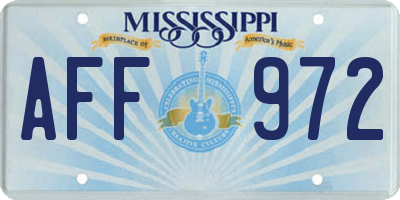 MS license plate AFF972