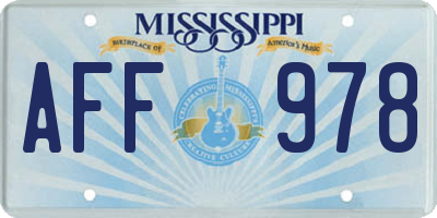 MS license plate AFF978