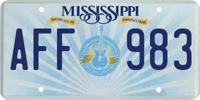 MS license plate AFF983