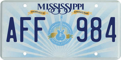 MS license plate AFF984
