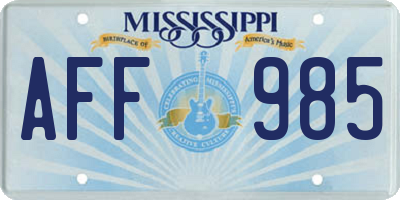 MS license plate AFF985
