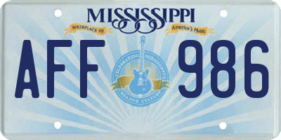 MS license plate AFF986