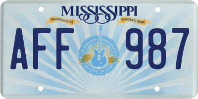 MS license plate AFF987