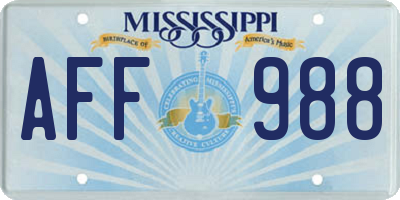 MS license plate AFF988