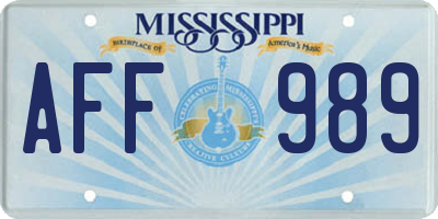 MS license plate AFF989