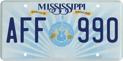 MS license plate AFF990