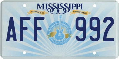 MS license plate AFF992
