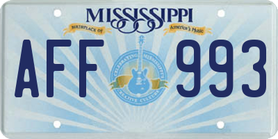 MS license plate AFF993