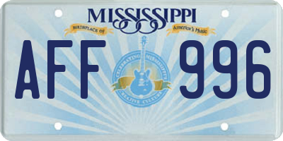 MS license plate AFF996