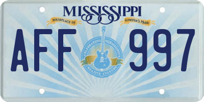 MS license plate AFF997
