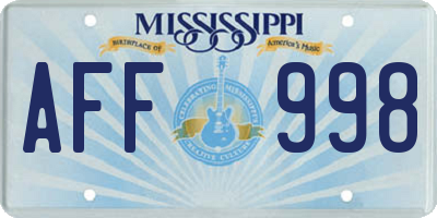 MS license plate AFF998
