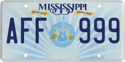 MS license plate AFF999