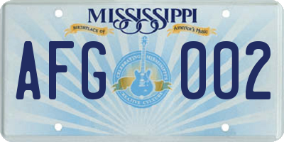 MS license plate AFG002