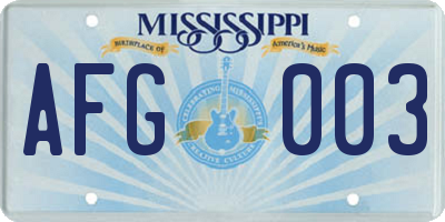 MS license plate AFG003