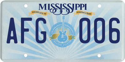 MS license plate AFG006