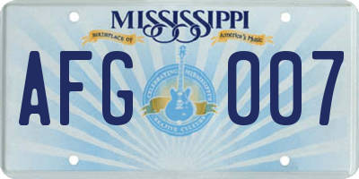 MS license plate AFG007