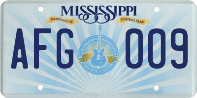 MS license plate AFG009