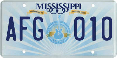 MS license plate AFG010