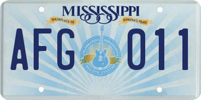 MS license plate AFG011