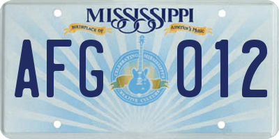 MS license plate AFG012