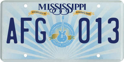 MS license plate AFG013