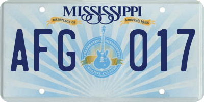 MS license plate AFG017