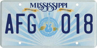 MS license plate AFG018