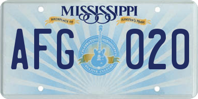 MS license plate AFG020